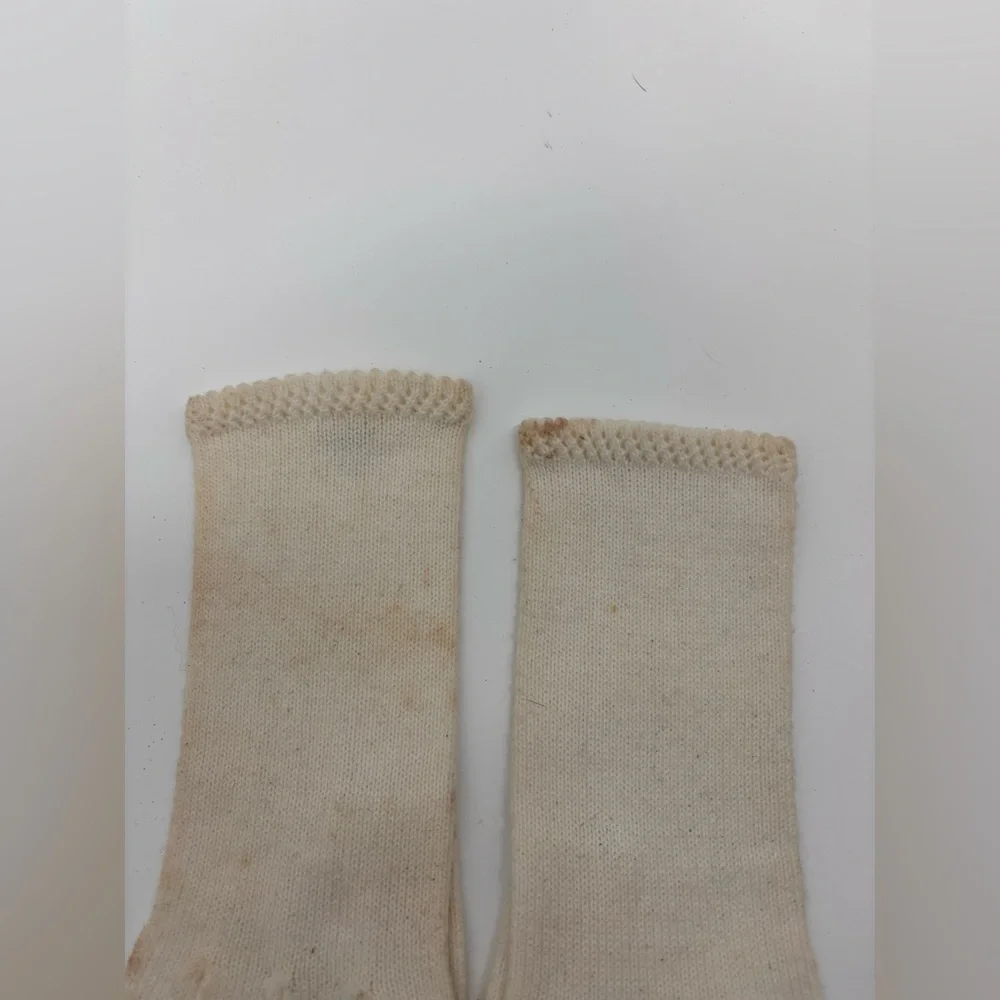 Vintage VAN RAALTE Knit Gloves – Ivory Acrylic – Size Free – 1950s/60s Era